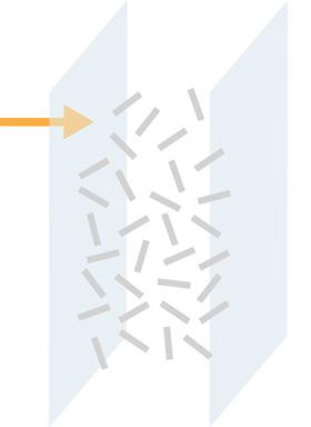 Schematic diagram of randomly aligned liquid crystals.